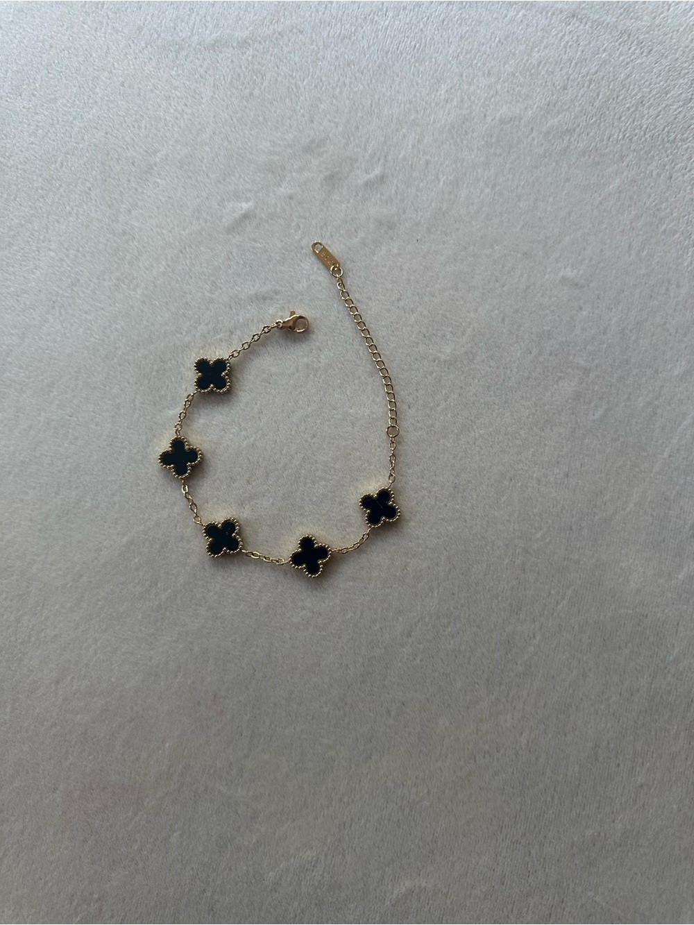 Gold Bracelet with Black Clover Motifs - Women Jewelry